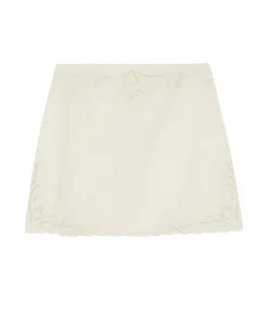 Aegle Linen Embroided Skirt in White