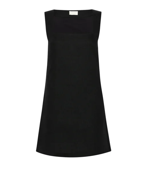 Alice Linen Mini Dress in Black