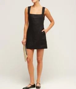 Alice Linen Mini Dress in Black
