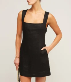 Alice Linen Mini Dress in Black
