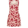 Alice Mini Dress in Deep Red and Oat