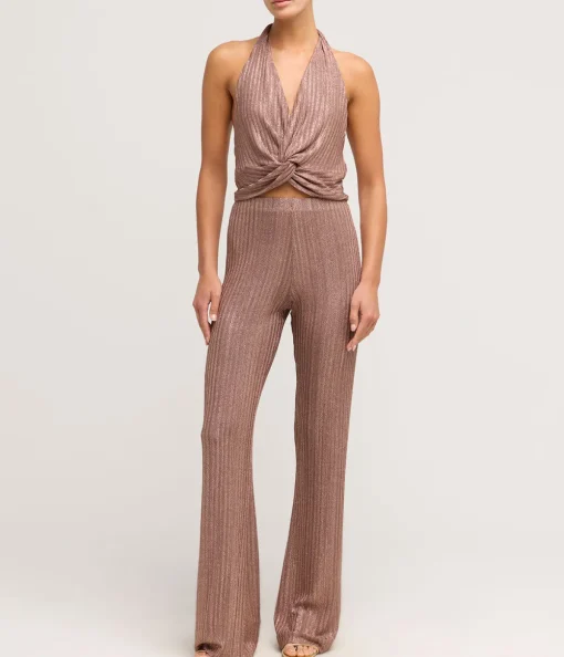 A-Line Knit Pant in Metallic Toffee