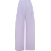 Alma Linen Wide Leg Trousers in Lilac