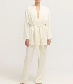 Alma Pleated Robe in Ivory