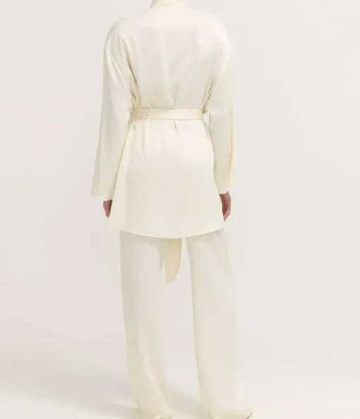 Alma Pleated Robe in Ivory