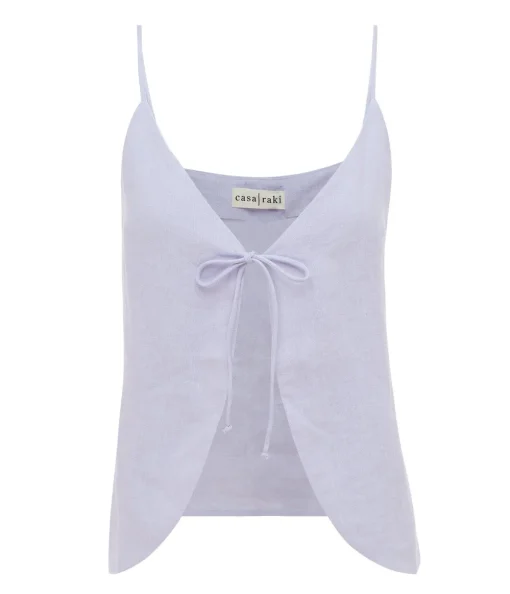 Almendra Linen Tie Top in Lilac
