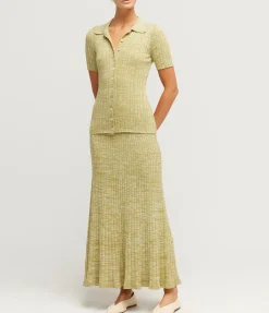 Amber Maxi Skirt in Pesto