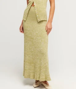 Amber Maxi Skirt in Pesto