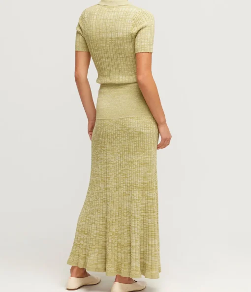 Amber Maxi Skirt in Pesto