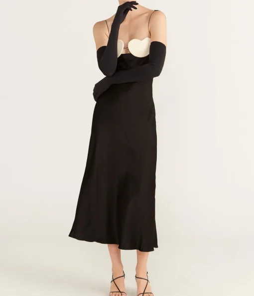 Amur Midi Dress in Black and White