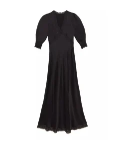 Annina V-Neck Midi Dress in Black
