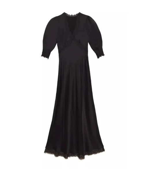 Annina V-Neck Midi Dress in Black