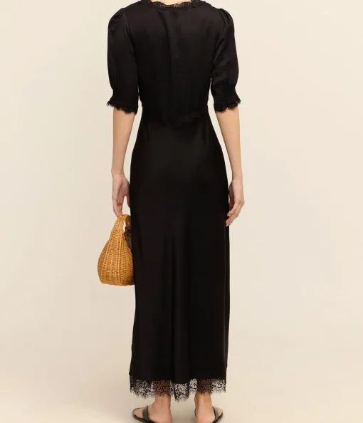 Annina V-Neck Midi Dress in Black