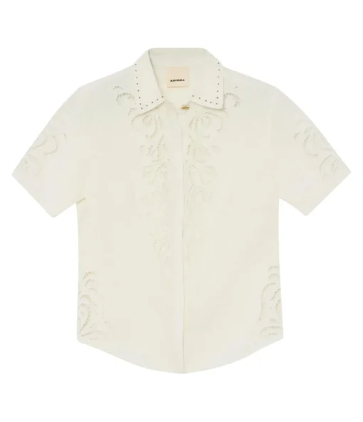 Anystos Linen Embroided Shirt in White