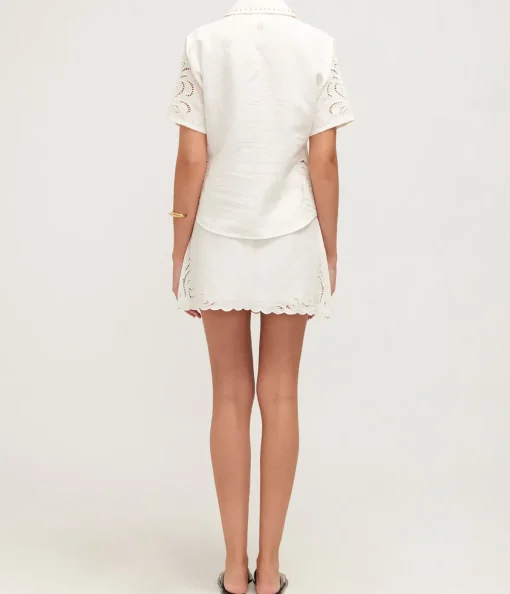 Anystos Linen Embroided Shirt in White