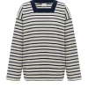 Archie Long Sleeve Top in Navy and Cream Stripe