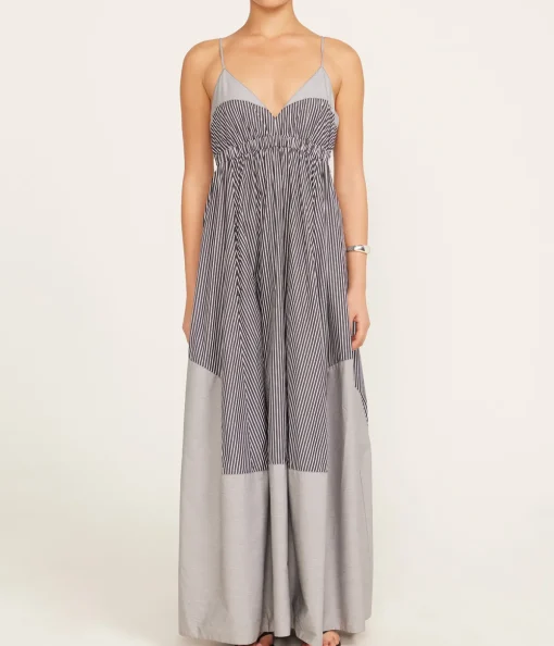 Ashton Cami Dress in Charcoal stripe