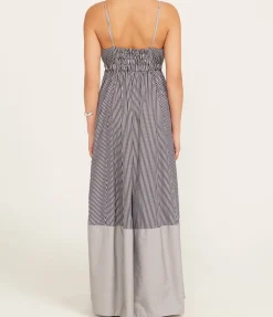 Ashton Cami Dress in Charcoal stripe