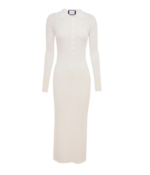 Aspen Knit Polo Dress in Crisp White