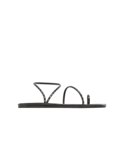 Astro Flat Sandal in Black & Silver