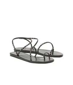 Astro Flat Sandal in Black & Silver