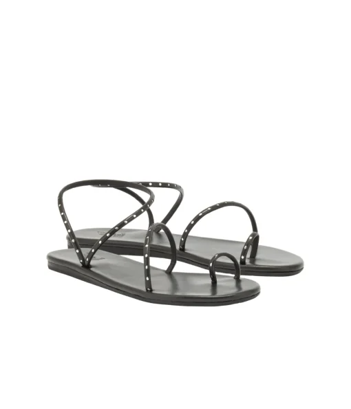 Astro Flat Sandal in Black & Silver