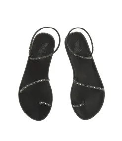 Astro Flat Sandal in Black & Silver