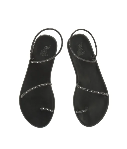 Astro Flat Sandal in Black & Silver