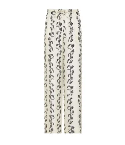 Aurelia Silk Trouser in Ecru Vine