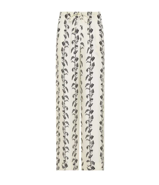 Aurelia Silk Trouser in Ecru Vine