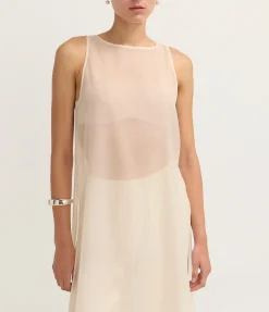 Aurora Sleeveless Tunic Dress in Champagne