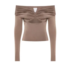 Axel Off Shoulder Top in Concrete