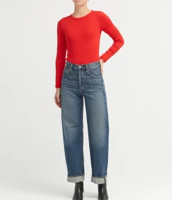 Ayla Baggy Cuffed Crop Jean in Brielle