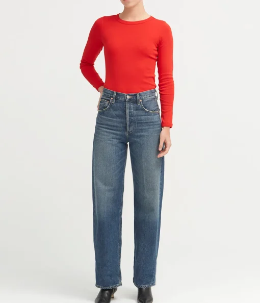 Ayla Baggy Cuffed Crop Jean in Brielle