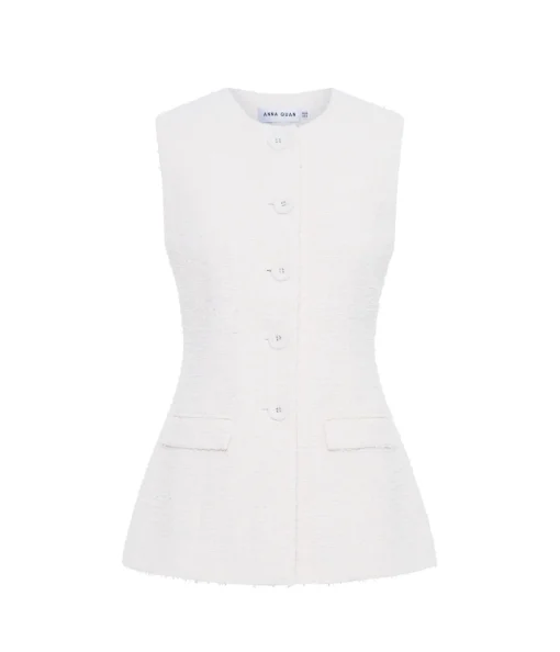 Bailey Tweed Top in Porcelain