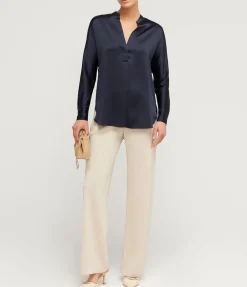 Band Collar Blouse in Coastal