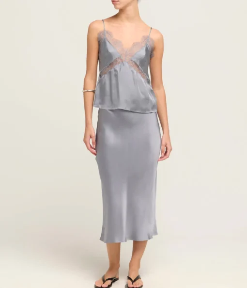 Bar Silk Skirt in Grey