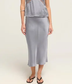 Bar Silk Skirt in Grey