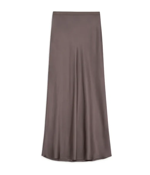 Bar Silk Skirt in Iron