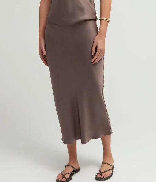 Bar Silk Skirt in Iron