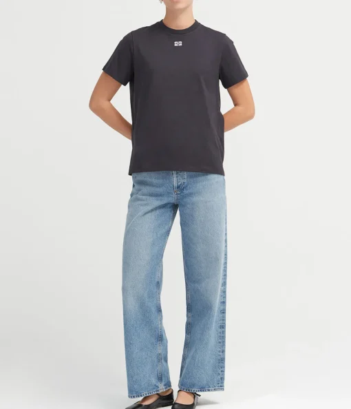 Basic Jersey Rhinestone Relaxed T-shirt in Phantom