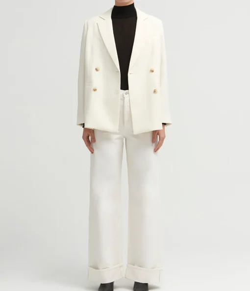 Belen Double Breasted Blazer in Oyster