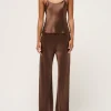 Bias Silk Satin Camisole in Brown