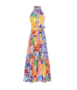 Biba Cotton Sleeveless Shirt Dress in Sea Sunbath