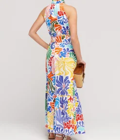 Biba Cotton Sleeveless Shirt Dress in Sea Sunbath