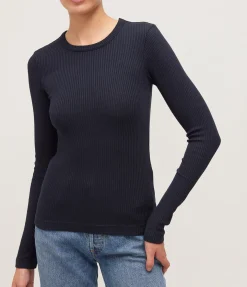 Bina Long Sleeve Crewneck in Navy