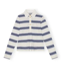 Blue Striped Long Sleeve Polo
