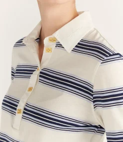 Blue Striped Long Sleeve Polo