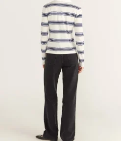 Blue Striped Long Sleeve Polo
