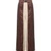 Bordeaux Silk Stripe Tailored Pant in Cocoa and Ecru